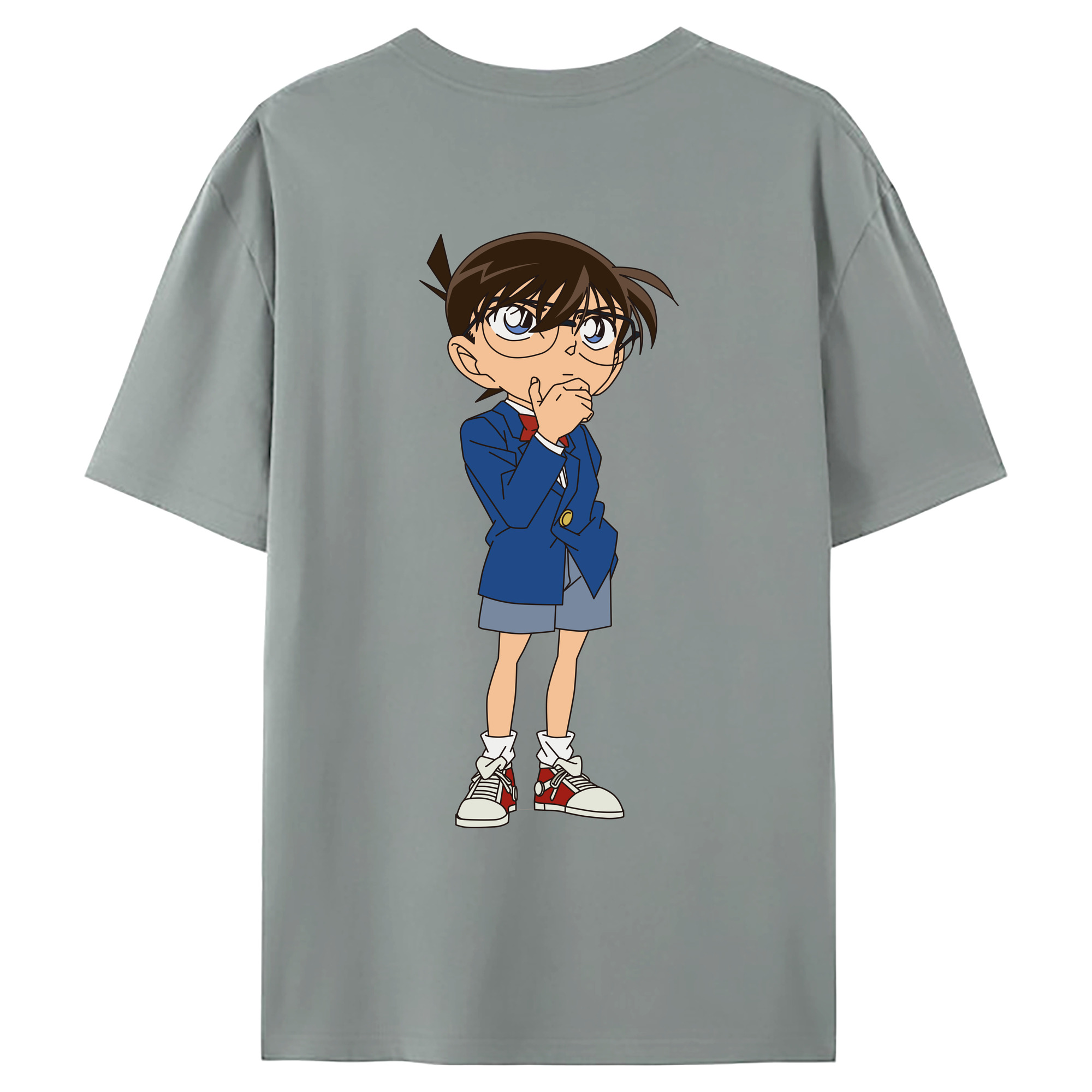 （画像用） 名探偵コナン 江戸川 コナン Detective Conan Conan Edogawa 綿100％ メンズ半袖Tシャツ（バックプリント） 通気性